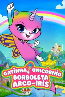 Gatinha Unicórnio Borboleta Arco-Íris